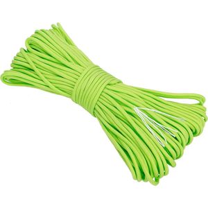 Paracord touw neongroen parachutekoord universeel inzetbaar survivaltouw met 7 strengen 30m 550lbs 100ft van scheurbestendig parachute cord"" Let op!!! Niet geschikt voor klimmen