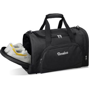 Sportsporttas, reistas met natvak en schoenenvak voor heren en dames (zwart 45L), zwart, lichtgewicht sporttas