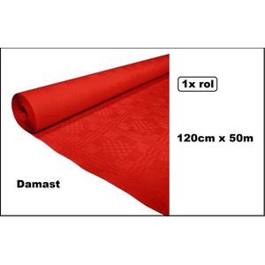 Tafelkleed op rol rood 120cm x 50meter - Damast Tafel dekken rol gala huwelijk thema feest kerst festival restaurant food