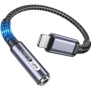 Gevlochten Audio Jack 3,5mm Kabel - Geschikt voor Lightning, iPhone Jack Adapter - Voor 14 Pro Max en ouder
