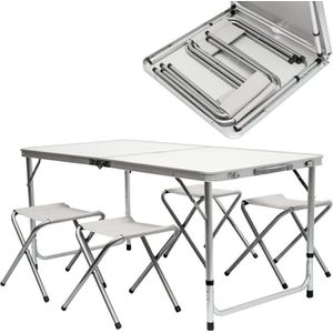 Opvouwbare Picknicktafel Draagbaar voor Camping - Vouwtafel 120x60x70cm - Wit Vouwtafel