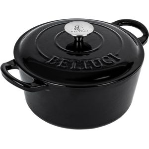 Belluci - Ø24cm - Gietijzeren Braadpan - Alle warmtebronnen - 100% PFAS & PFOA vrij - Gietijzer – Gietijeren Pan - Hapjespan - Inductie - Zwart