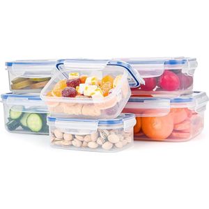 Vershouddozen PP Classic met 6 deksels + 6 containers, Locknlock voorraaddozen set voor het bewaren in de koelkast, vriesdozen 250 ml | 550 ml | 2 x 1,15 l x 2 stuks, maaltijdprepdozen,