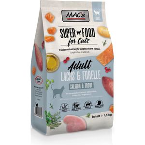 MAC's Superfood Kattenvoer Droogvoer - Zalm & Forel - 1,5kg - Kattenbrokken
