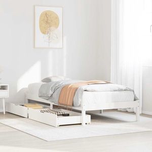 vidaXL Bedframe met opberglades - 100x200 cm - Wit