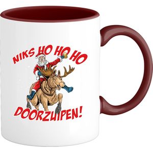 Ho Ho Ho Doorzuipen - Foute kersttrui kerstcadeau - Dames / Heren / Unisex Kleding - Grappige Kerst en Bier Outfit - Mok - Burgundy
