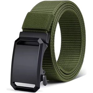 Premiumbelts® - Werkriem - Inkortbaar - Verstelbaar - Automatische Gesp Zwart - Riem Groen - 120 cm (model LY005)