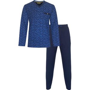 MEQ Heren Pyjama - Pyjama Set - Nachtkleding - 100% Katoen - Blauw - Maat L