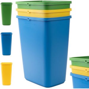 KADAX Afvalemmerset voor afvalscheiding, vuilnisemmer van robuuste kunststof, afvalcontainer, afvalsorteerder voor het verzamelen van glas, plastic en papier (3 x 12 l)