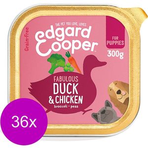 36x Edgard & Cooper Kuipje Honden Natvoer Puppy Eend - Kip 300 gr