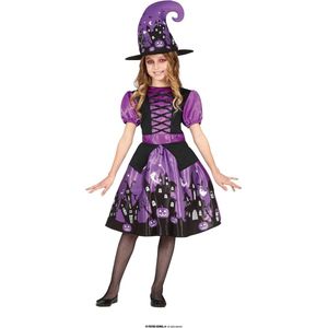 Guirca - Heks & Spider Lady & Voodoo & Duistere Religie Kostuum - Paarse Heks Patsie Boem - Meisje - Paars - 3 - 4 jaar - Halloween - Verkleedkleding