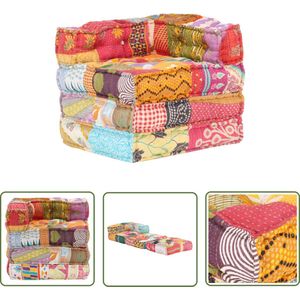 The Living Store Poef modulair stof patchwork - Poef - Patchwork - Zitkussen - Vloerzeil - Multikleuren