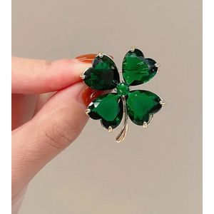 WiseGoods Premium Klavertje Vier Broche - Klaver Design Broches - Geluk Sieraden - Geluksbrenger - Sierspeld - Kleding Speld Groen
