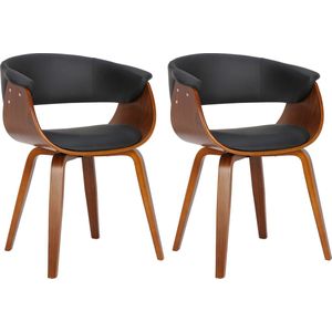 Luxe Comfort Eetkamerstoelen - Set van 2 - Hout - Kunstleer - Modern