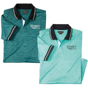ATLAS FOR MEN - Set van 2 polo’s met gevlamd effect - Heren - Verkrijgbaar in grote maten - XL