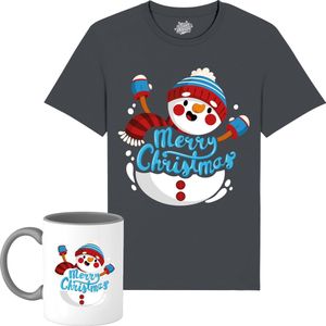 Sneeuwman - Foute kersttrui kerstcadeau - Dames / Heren / Unisex Kleding - Grappige Kerst, Oud en Nieuw en winter Outfit - T-Shirt met mok - Unisex - Mouse Grijs - Maat XL