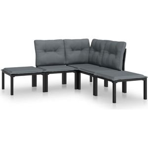 vidaXL 5-delige Loungeset - Zwart en Grijs Loungeset - Tuinset - Lounge - Buitendining - Relaxen