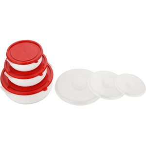 Kookpan - Vershoud- en diepvriesset Set 3-delige pannen 0,5 l, 1 l, 2 l rood/wit