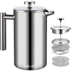 15 liter Roestvrij Staal French Press Thermoskan Koffiepers - 10 kopjes - MeelioCafe stainless steel press