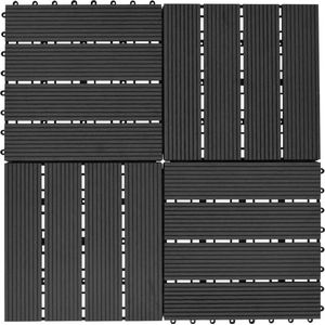 VidaXL Terrastegels 30x30 cm 1 m² HKC Zwart - 11 St