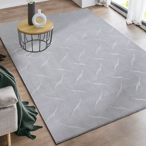 the carpet Rio modern en zacht tapijt woonkamer slaapkamer met anti-slip rug en 3D-look, pluizig oppervlak, gemakkelijk schoon te maken en robuust, Grijs, 80 x 300 cm