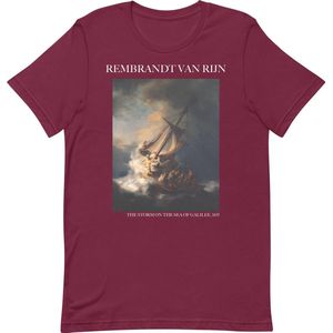 Rembrandt van Rijn 'De Storm op het Meer van Galilea' (""The Storm on the Sea of Galilee"") Beroemd Schilderij T-Shirt | Unisex Klassiek Kunst T-shirt | Maroon | M
