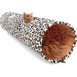 LeerKing kattentunnel kattenspeelgoed opvouwbaar speeltunnel knetterend ritseltunnel voor alle katten en kleine dieren 2 grotten 130*30cm