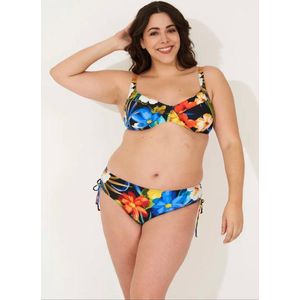 Bikini Set 2 delig- Nieuw collectie Grote maten beugel bikini set(Niet voorgevormd)Lingerie&Badmode- Badpak Strandkleding FM3011- Zwart meerkleurige bloemenpatroon- Maat 46