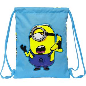 Rugtas, Rugzak - Minions - Lichtblauw met 3D Minion - School, Zwemmen, Sporten, Vakantie, Logeren (33x26x2 cm)