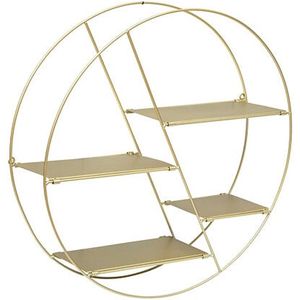 Wandkastje ronde vormen - goud - staal - 4 ongelijke plankjes - 50 x 13 cm - wandplanken