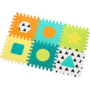 Puzzelmat met 6 stukjes - Vrolijk gekleurde vormen voor baby's (Infantino)
