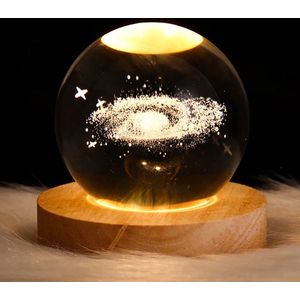 Traumheim® LED Kristallen Tafellamp - USB 3D Maan Galaxy Globe Nachtlampje - Kinderen Kerst Decoratie Cadeau (Melkweg)