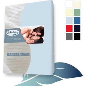 24-Bedding - Duopak 2 stuks !! - Badstof Hoeslaken - 1 persoons - 100x200 cm - licht Blauw - 30 cm