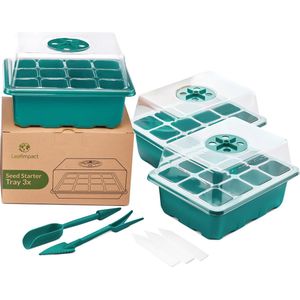3 Pack LeafImpact Kweekbak - Complete Kweekset - Moestuin Kweekkas - Kweektafel - Verstelbare Ventilatie - Kweekbakken Moestuin