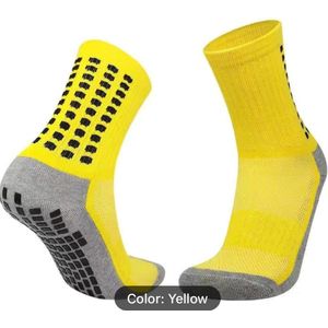 2 paar Gripsokken - geel - Anti slip sokken – halfhoog – sportsokken – voetbalsokken - sporters - maat 39-42 (1+1)