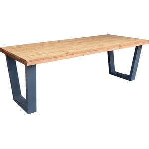 Eettafel ""New York"" grijs industriële tafel V-poot 95/220cm - eetkamertafel - eettafel woonkamer - eettafel hout