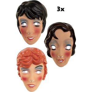 3x Masker vrouwen assortie - Maskers party thema feest festival verjaardag