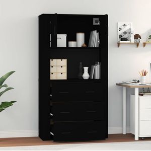 The Living Store Buffetkast - 80 x 33 x 70 cm - Wandgemonteerde functie - Duurzaam bewerkt hout - Zwarte kleur