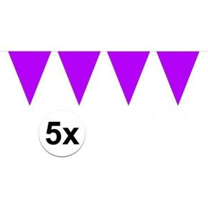 5x vlaggenlijn / slinger paars 10 meter - totaal 50 meter - slingers