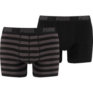 Puma - Stripe Boxer 2P - Gestreepte Boxers - M - Zwart