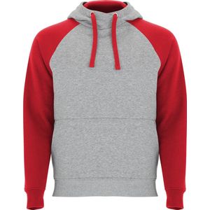 Grijs / Rode Hoodie met raglan mouwen model Badet merk Roly maat 3XL