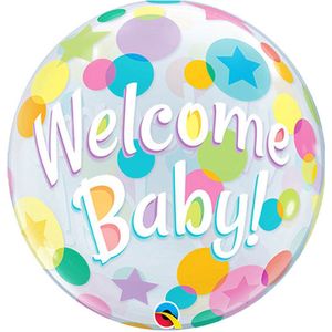 Folat - Folieballon - Bubble - Welcome baby - Zonder vulling