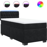 vidaXL - Boxspring - met - matras - fluweel - zwartx200 - cm