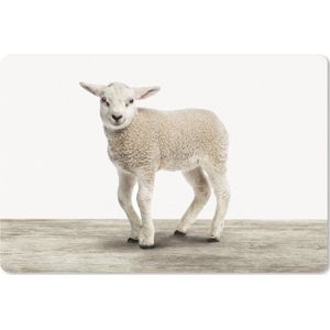 Muismat XXL - Bureau onderlegger - Bureau mat - Lammetje - Schaap - Dieren - Kinderen - Meisjes - Jongens - 120x80 cm - XXL muismat