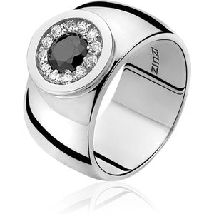 ZINZI zilveren ring zwart ZIR796