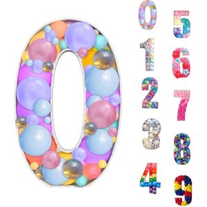 Loha-party® Ballon Mozaiek frame Cijfer 0（120cm)-stand-up mozaïek kit-cijfer gevormd ballonframe-verjaardagsfeest-afstudeerfeesten-decoratie (ballonnen niet inbegrepen)