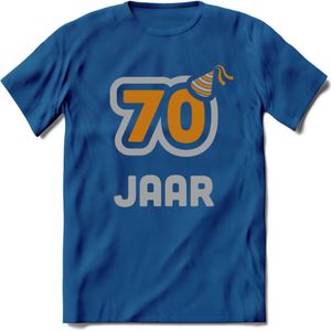70 Jaar Feest T-Shirt | Goud - Zilver | Grappig Verjaardag Cadeau Shirt | Dames - Heren - Unisex | Tshirt Kleding Kado | - Donker Blauw - XXL