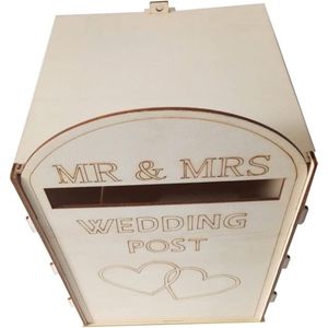 Cadeaukaarten doos bruiloft brievenbus Mr & Mrs houten doos houten kaartenbox spaarpot bruiloft card box met sleutel geschenk kaarten doos voor bruiloftsfeest decoratie