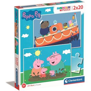 Clementoni - Puzzel 2X20 Stukjes Peppa Pig, Kinderpuzzels, 3-5 jaar, 24797