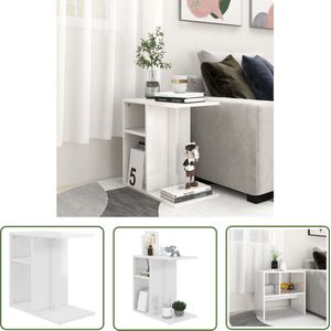 The Living Store salontafel - hooglans wit - 50 x 30 x 50 cm - spaanplaat